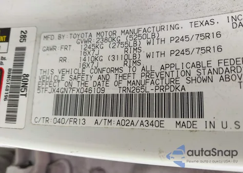 2015 Toyota Tacoma Prerunner из США, поврежденный, VIN 5TFJX4GN7FX046109